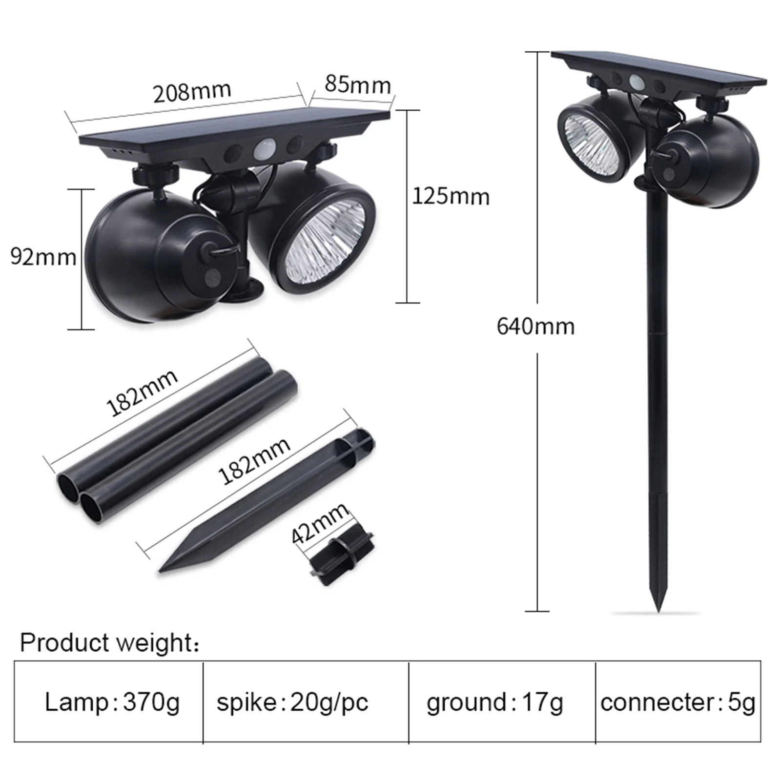 Solar Light 14LEDs Waterproof Motion Sensor Spotlight with 4 Modes 2 Adjustable Light Head for Garden Driveway Walkway
Solar Light 14LEDs Waterproof Motion Sensor Spotlight with 4 Modes 2 Adjustable Light Head for Garden Driveway Walkway