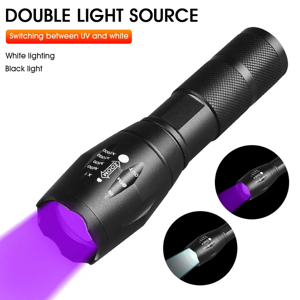 LED UV Flashlight 5 Modes Zoomable Flashlight UV Torch 395nm Blacklight UV Light Flashlight Use 18650 Battery Dropship
LED UV Flashlight 5 Modes Zoomable Flashlight UV Torch 395nm Blacklight UV Light Flashlight Use 18650 Battery Dropship