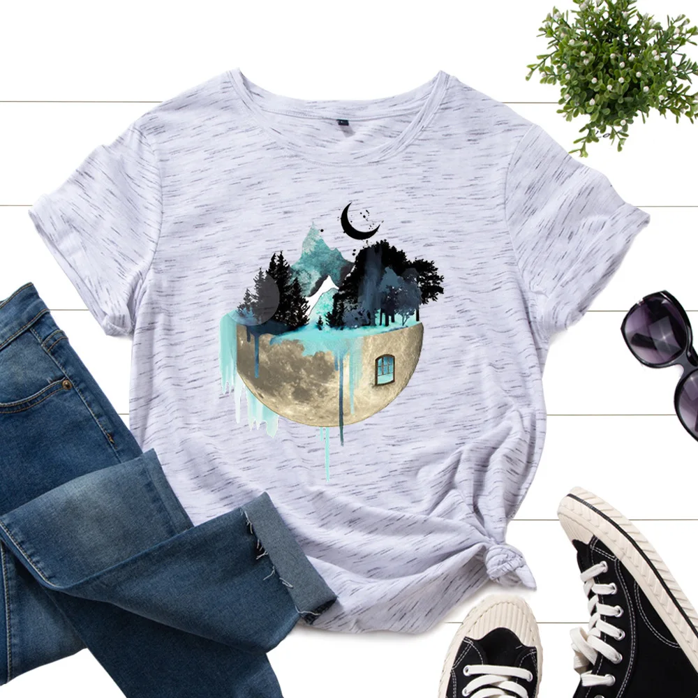 Cotton T-Shirts for Women Graphic Tees Printed Shirt Short Sleeve Summer Tops Casual Clothes Earth Landscape Watercolor Painting
Cotton T-Shirts for Women Graphic Tees Printed Shirt Short Sleeve Summer Tops Casual Clothes Earth Landscape Watercolor Painting