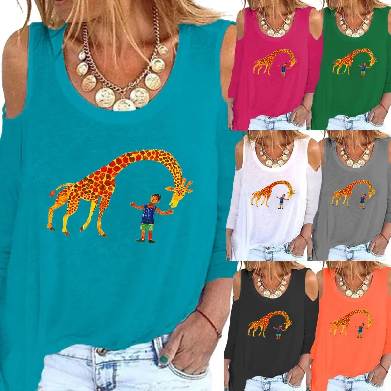 Fashion Women Solid Color Printing Shirt Off Shoulder Long Sleeve Elegent Round Neck Loose Casual Shirt Spring and Autumn Tops
Fashion Women Solid Color Printing Shirt Off Shoulder Long Sleeve Elegent Round Neck Loose Casual Shirt Spring and Autumn Tops