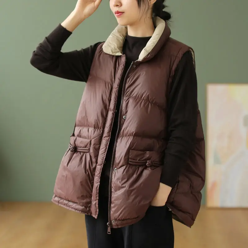 ZCWXM Winter Women Casual Loose Warm Ultra Light Down Vest Female Sleeveless 90% White Duck Down Coat Ladies Snow Waistcoat
ZCWXM Winter Women Casual Loose Warm Ultra Light Down Vest Female Sleeveless 90% White Duck Down Coat Ladies Snow Waistcoat