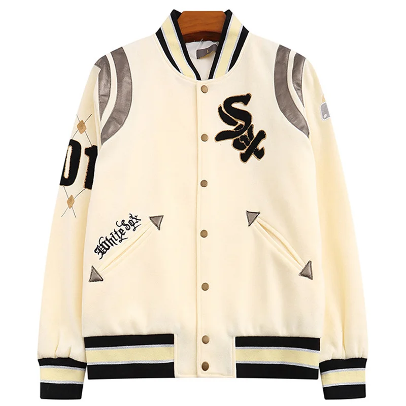 Mens Patchwork Letter Embroidery Baseball Jacket Oversize Vintage Coats Unisex Winter Harajuku Thicken Padded Streetwear Jackets
Mens Patchwork Letter Embroidery Baseball Jacket Oversize Vintage Coats Unisex Winter Harajuku Thicken Padded Streetwear Jackets