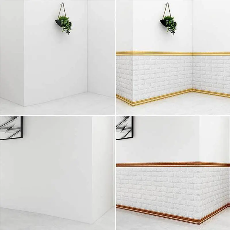 3D Foam Edge Banding Frame 2.3m Top Corner Line DIY Wall Waistline Baseboard Self-adhesive Waterproof Border Sticker | Дом и сад