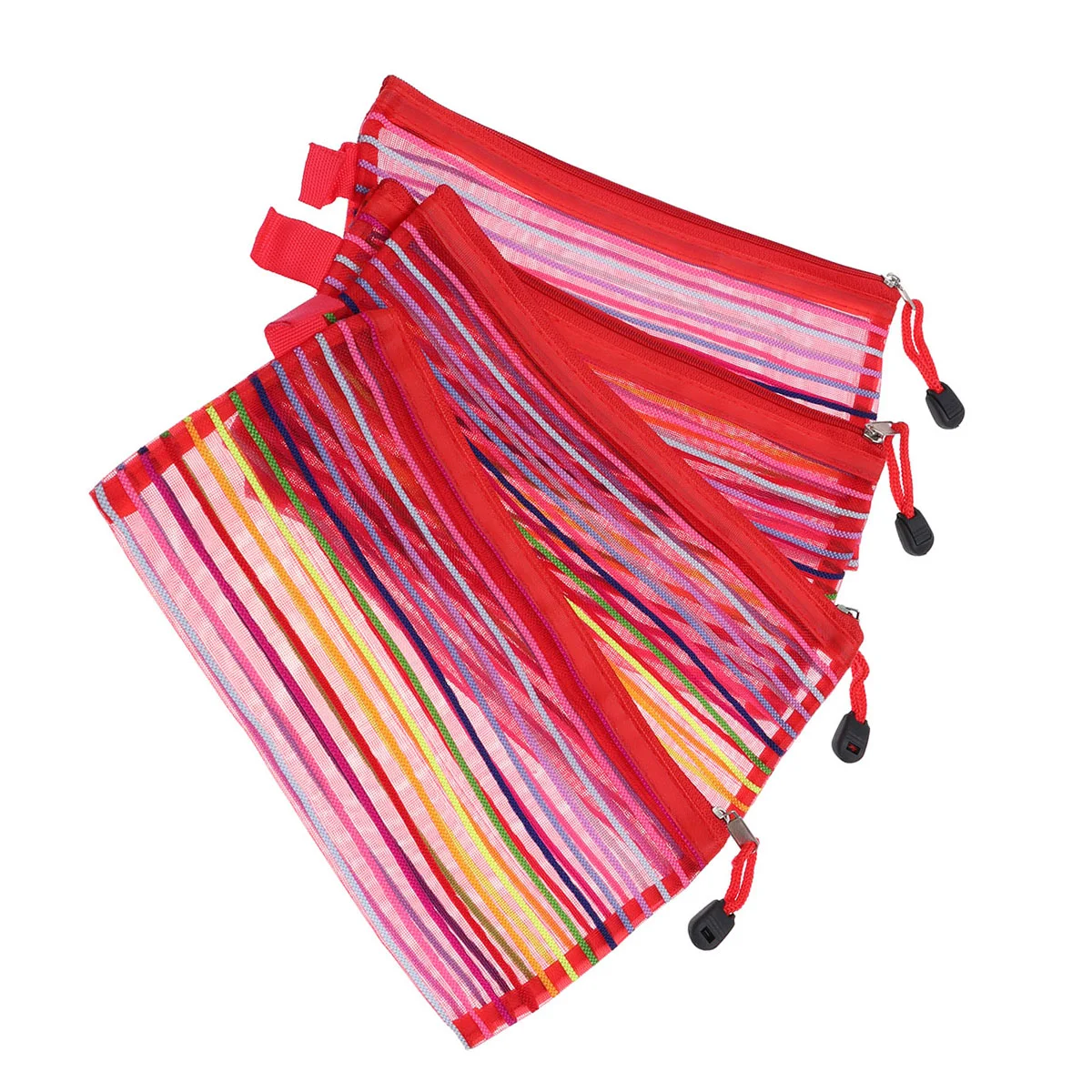 12PCS Nylon Mesh Pouch Rainbow Strips Storage Bag with Zipper for Cosmetic Makeup Office Supplies and Travel Accessories - Red
12PCS Nylon Mesh Pouch Rainbow Strips Storage Bag with Zipper for Cosmetic Makeup Office Supplies and Travel Accessories - Red