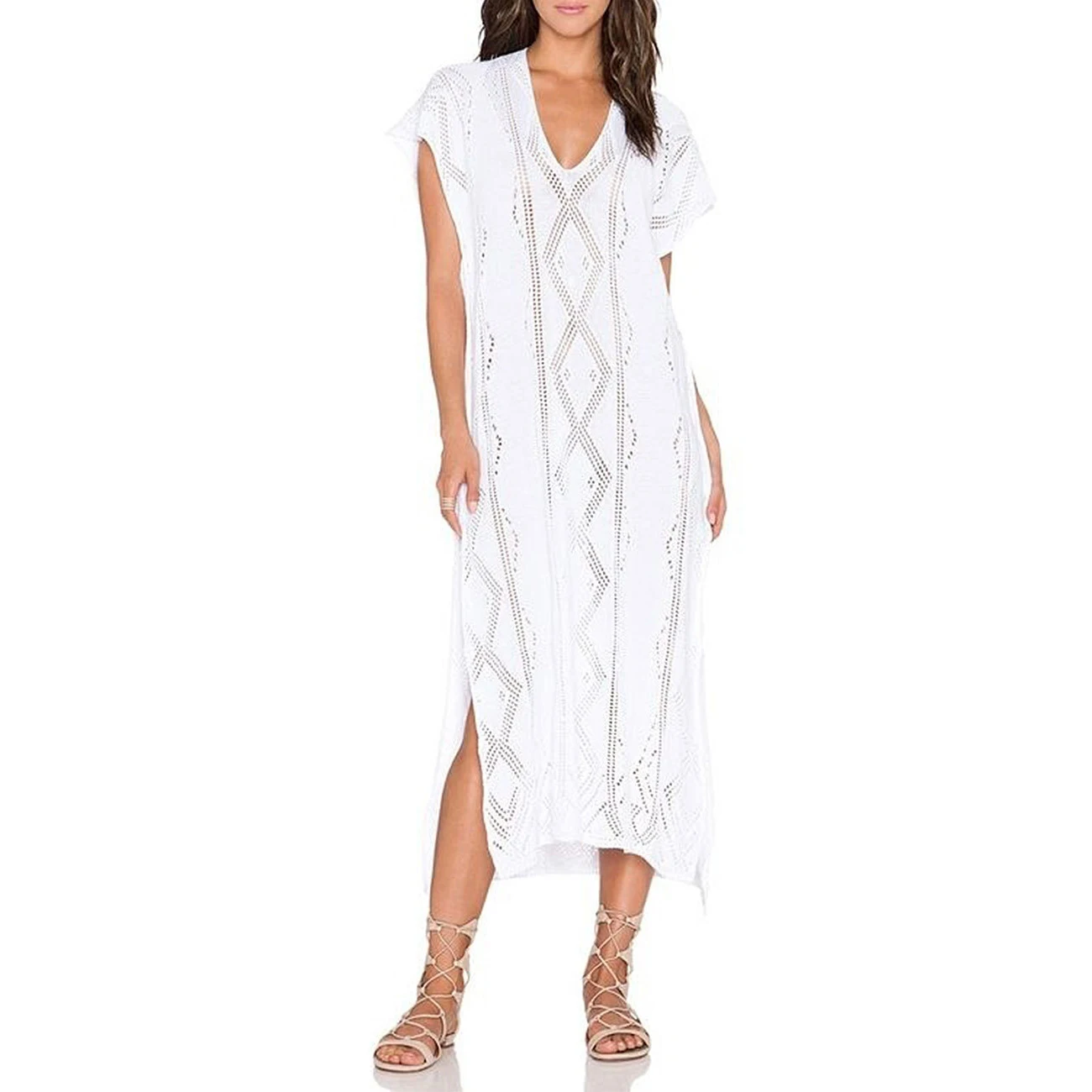 New Women's Hollow Out Knit Dress Loose Pure Colour Sunscreen Clothes Bikini Smock Split Long Skirt Leisure Holiday Beach Wear
New Women's Hollow Out Knit Dress Loose Pure Colour Sunscreen Clothes Bikini Smock Split Long Skirt Leisure Holiday Beach Wear