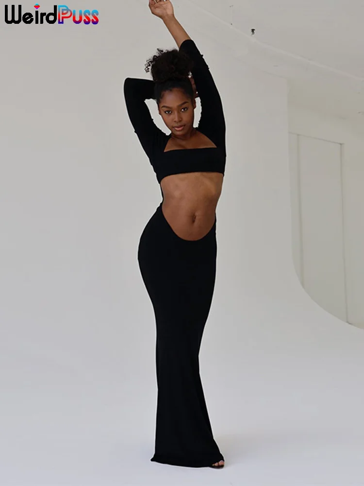 Weird Puss Hollow Trumpet Dresses Women Long Sleeve Square Collar Elegant Vestidos Autumn Sexy Wedding Party Bodycon Clothing
Weird Puss Hollow Trumpet Dresses Women Long Sleeve Square Collar Elegant Vestidos Autumn Sexy Wedding Party Bodycon Clothing