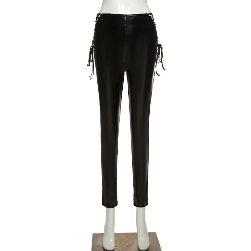 Pu Leather Lace High Waist Pants Women Fashion Y2K Trousers Women 2021 Autumn and Winter Clothes Punk Sexy Streetwear 
Pu Leather Lace High Waist Pants Women Fashion Y2K Trousers Women 2021 Autumn and Winter Clothes Punk Sexy Streetwear