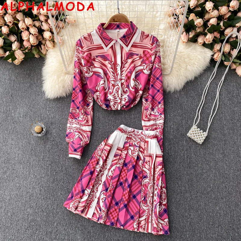 ALPHALMODA 2021 Autumn Women's Fashion Cardigan Long Sleeved Shirt High Waist Pleated Skirt Ladies Fashion Printed 2pcs Suit
ALPHALMODA 2021 Autumn Women's Fashion Cardigan Long Sleeved Shirt High Waist Pleated Skirt Ladies Fashion Printed 2pcs Suit