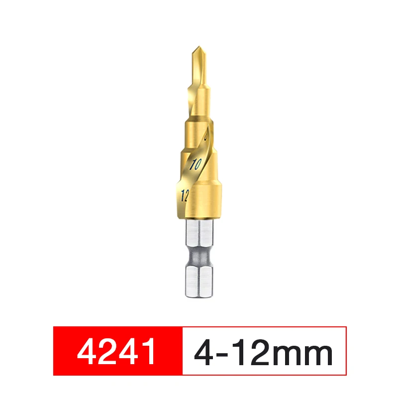 HSS Spiral Grooved Step Drill Bit 4-12/20/32mm Wood Set Carbide Mini Accessories Titanium Cone Drills for Metal | Инструменты