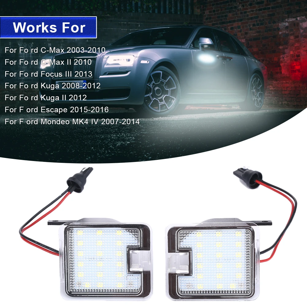 2PCS Car LED Side Mirror Puddle Light Rear View Mirror Welcome Light Puddle Light for Ford Kuga Focus DC 12V 6000K White LED
2PCS Car LED Side Mirror Puddle Light Rear View Mirror Welcome Light Puddle Light for Ford Kuga Focus DC 12V 6000K White LED