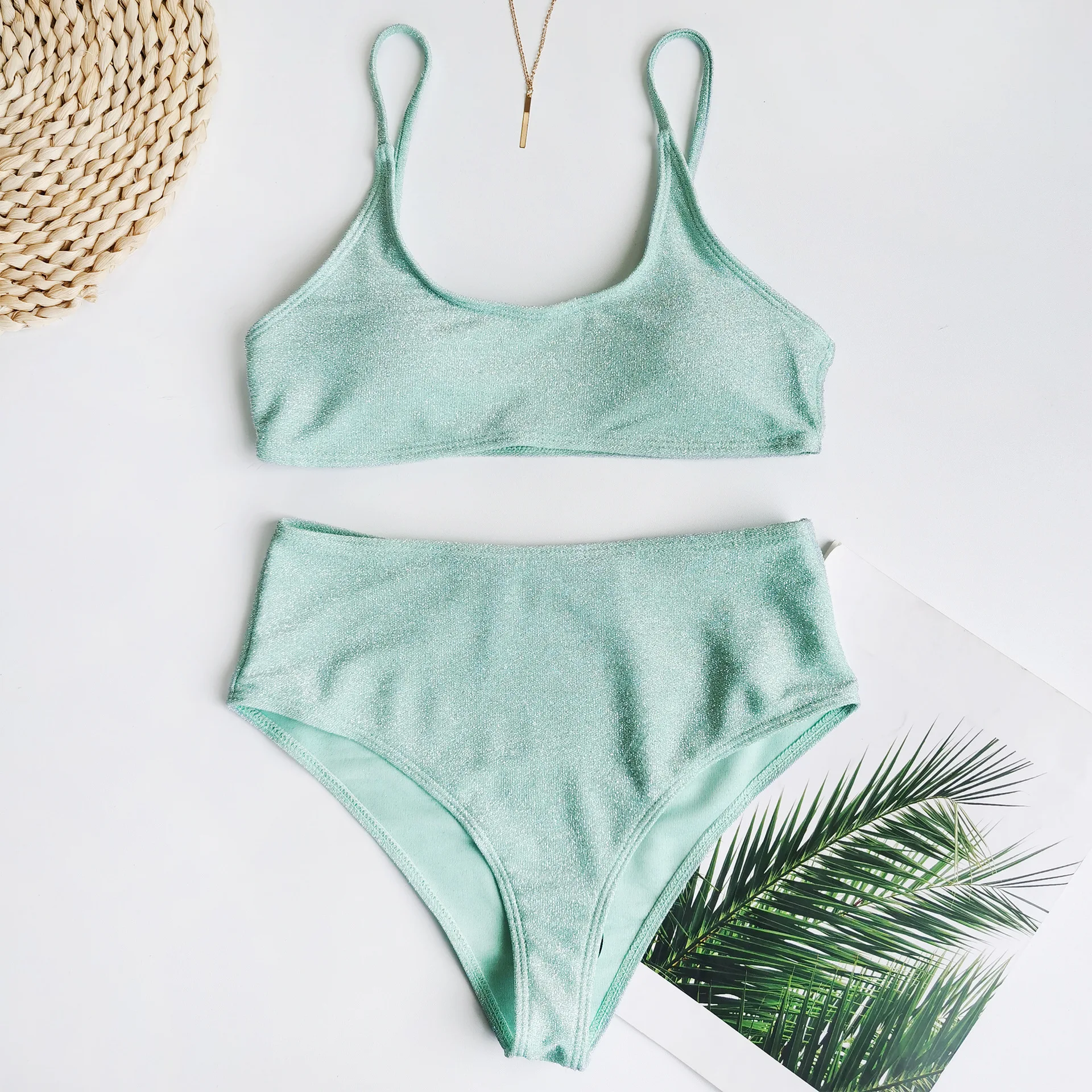 Autuspin Fashion Bikini Pad Push Up Women's Swimsuit High Waist Sexy Bathing Suit Women Casual Beach Swimwear Brazilian Biquini | Женская