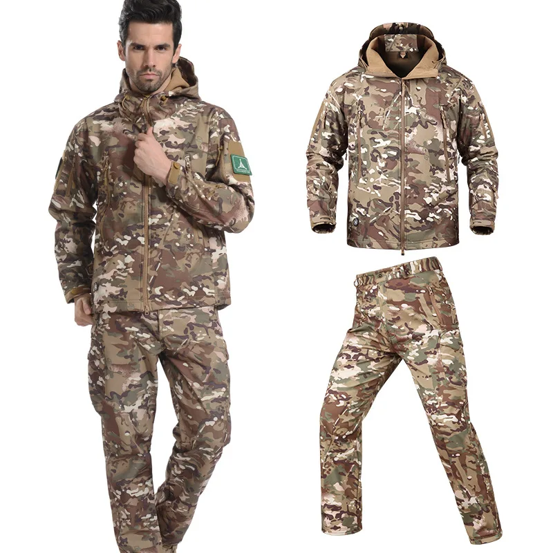 Tactical Jackets Men Women Soft Shell Jacket Army Windproof Camo Hunting Suit Shark Skin Military Hiking Jacket+Pants 5XL 
Tactical Jackets Men Women Soft Shell Jacket Army Windproof Camo Hunting Suit Shark Skin Military Hiking Jacket+Pants 5XL