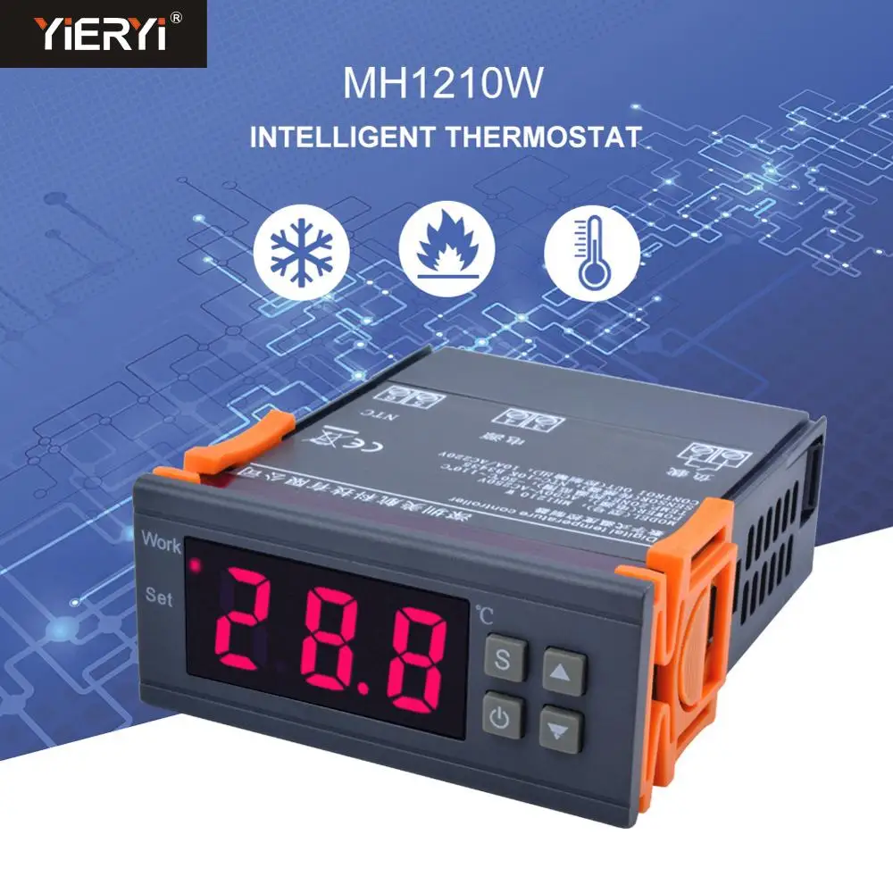 Цифровой регулятор температуры Yieryi MH1210W 90 250 В 10 А 220 термостата с датчиком 50 ~ 110C