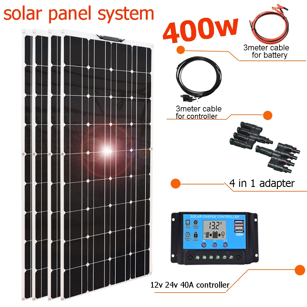 солнечная панель Комплект солнечной панели 12 В 400 Вт 4*100 система зарядки для