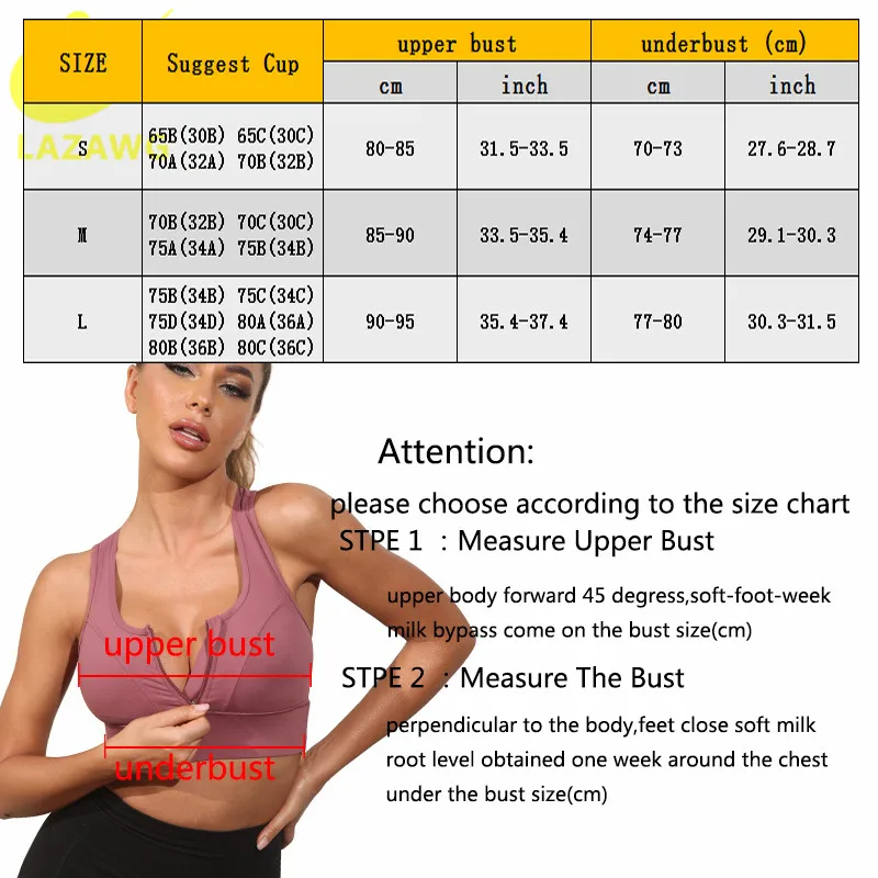 LAZAWG Front Zipper Yoga Crop Top Workout Fitness Sports Bra Push Up Underwear Women Shockproof Athletic Vest Shirt Sportswear 
LAZAWG Front Zipper Yoga Crop Top Workout Fitness Sports Bra Push Up Underwear Women Shockproof Athletic Vest Shirt Sportswear