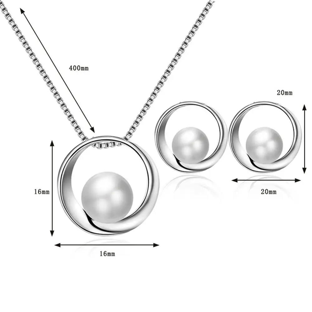 Women Faux Pearl Round Pendant Necklace Stud Earrings Wedding Party Jewelry Set
Women Faux Pearl Round Pendant Necklace Stud Earrings Wedding Party Jewelry Set