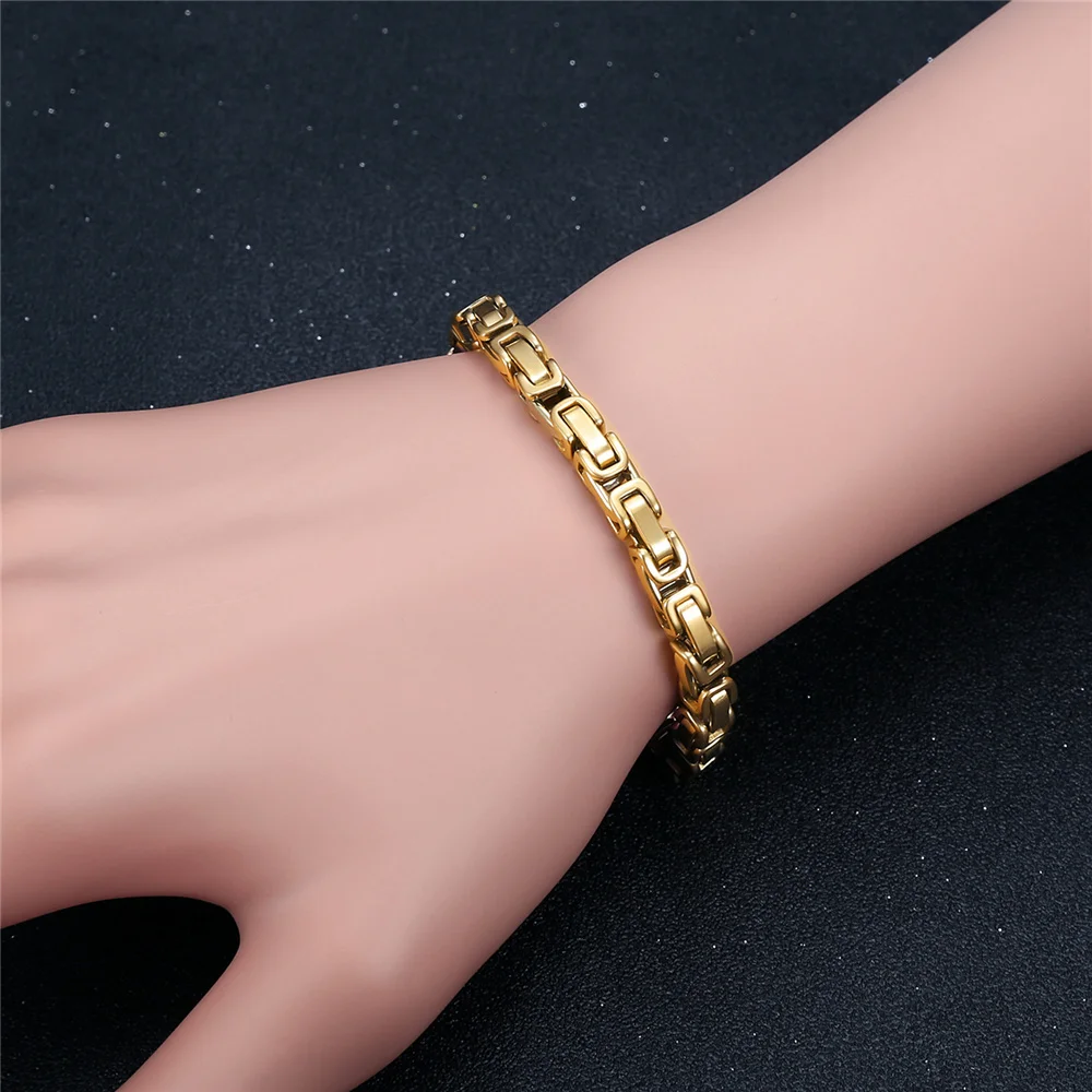 Hiphop Trendy Gold Color Bracelets For Men Women Punk Byzantine Link Chain Bracelets On the Hand Jewelry Braslet 2021
Hiphop Trendy Gold Color Bracelets For Men Women Punk Byzantine Link Chain Bracelets On the Hand Jewelry Braslet 2021