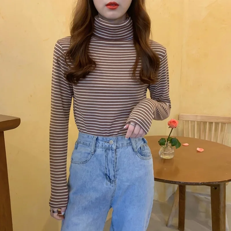 Spring Autumn Women Harajuku Striped Tshirt Long Sleeve Turtleneck T-Shirts ulzzang Korean Casual oversized T Shirt Femme Casual
Spring Autumn Women Harajuku Striped Tshirt Long Sleeve Turtleneck T-Shirts ulzzang Korean Casual oversized T Shirt Femme Casual