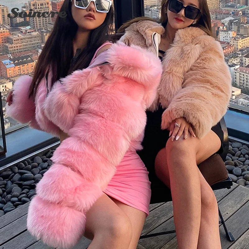 Faux Fox Fur Hooded Coat Women Vintage Long Sleeve High Quality Short Coats Fashion Winter Slim Furry Jackets High Sreet Outwear
Faux Fox Fur Hooded Coat Women Vintage Long Sleeve High Quality Short Coats Fashion Winter Slim Furry Jackets High Sreet Outwear