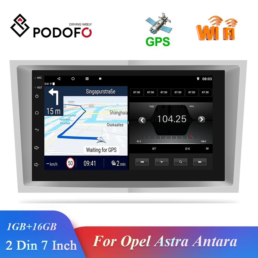 GPS-навигатор Podofo стерео-приемник на Android с 7 "разделенным экраном для Opel Astra Antara