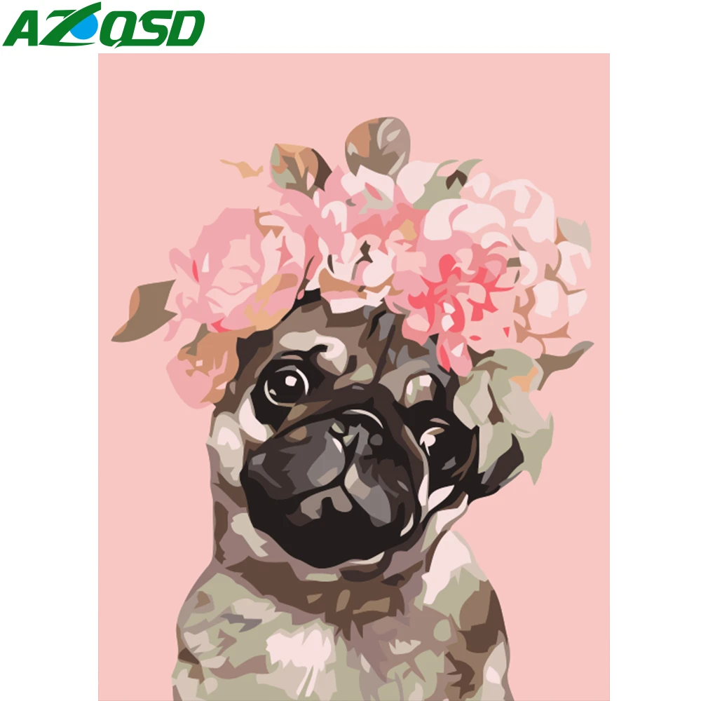 AZQSD DIY картина маслом Краски ing по номерам на холсте для стрижки собак ручной ed