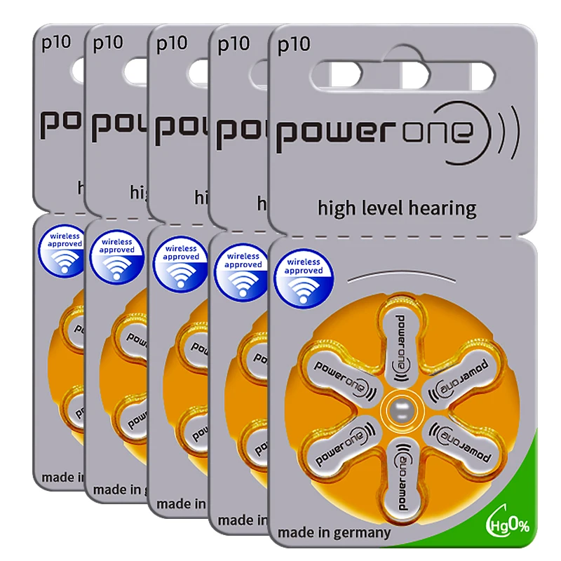 

60x Powerone Hearing Aid batteries 10 a10 10a P10 PR70 Germany 1.45V Zinc Air Battery for CIC In Ear Hearing Aids Amplifiers