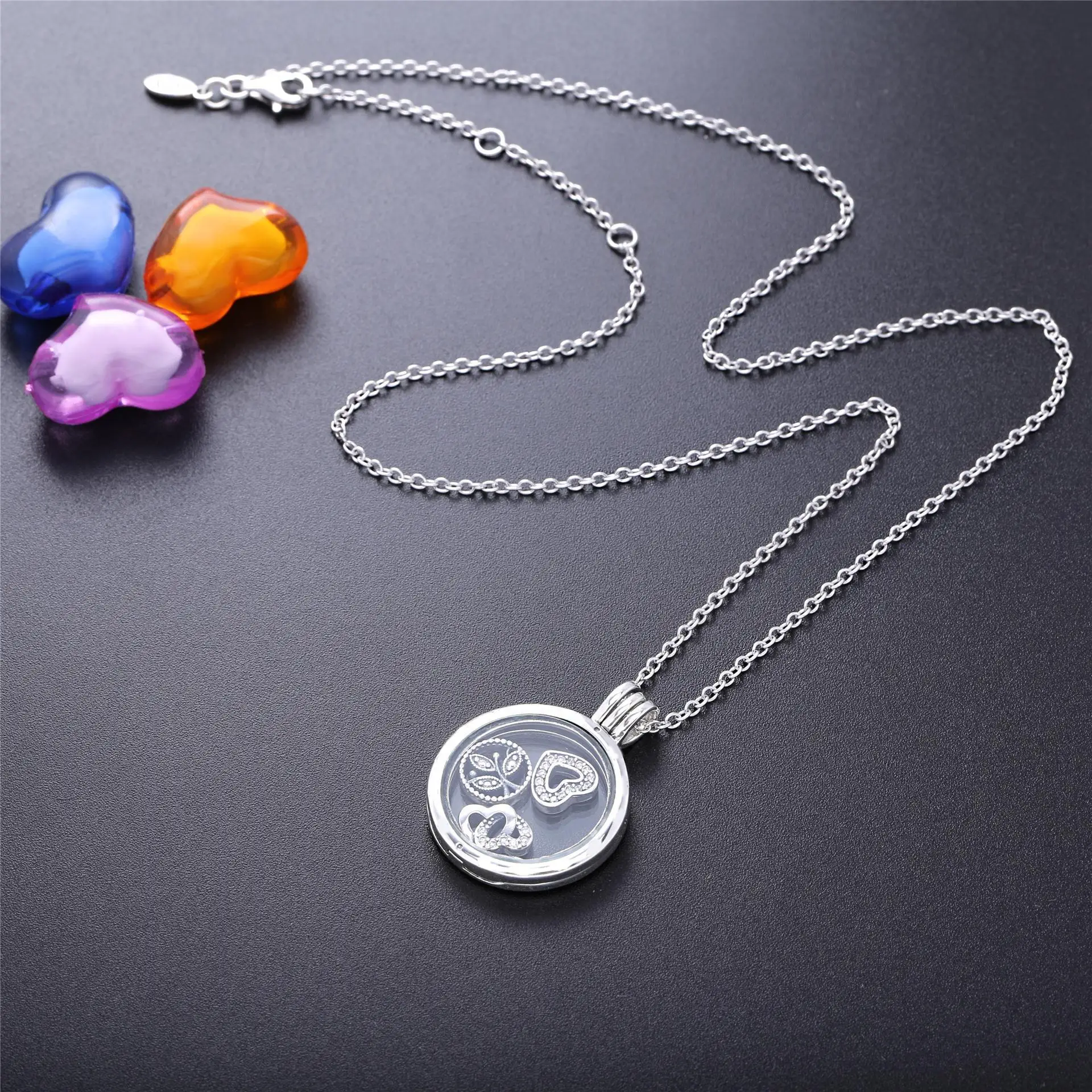 Original 925 Sterling Silver Floating Locket pandora Necklace With Clear Cubic Zirconia Glass For Women Gift DIY Jewelry
Original 925 Sterling Silver Floating Locket pandora Necklace With Clear Cubic Zirconia Glass For Women Gift DIY Jewelry
