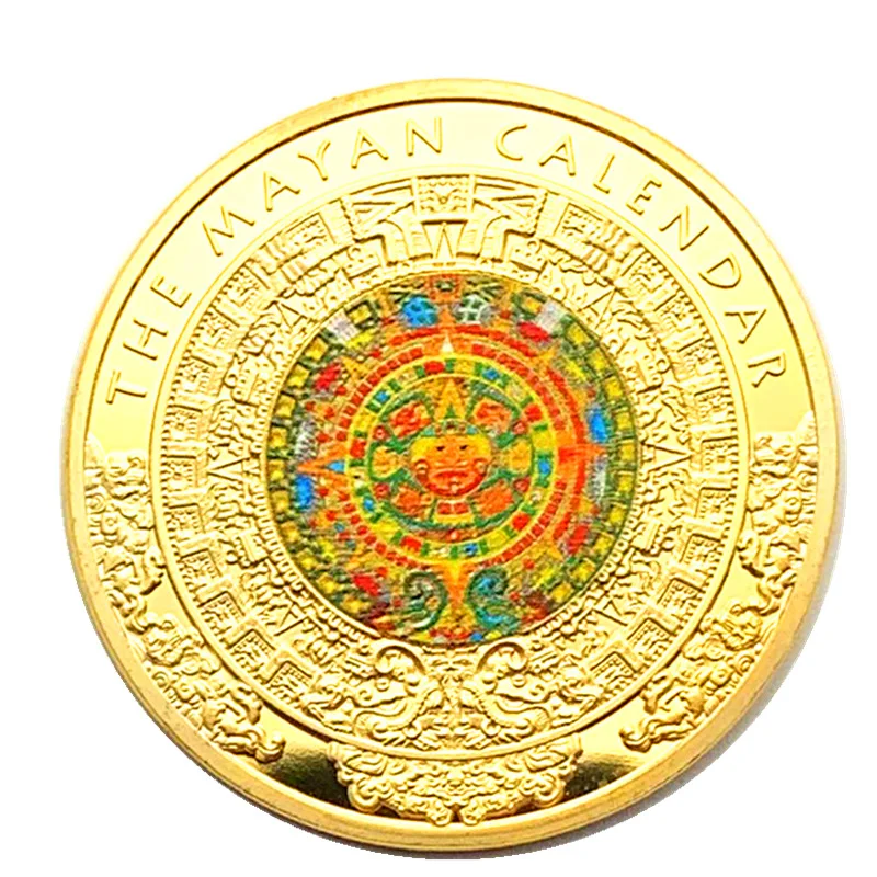 

Maya Calendar Collectible Coins Gold Plated Commemorative Coins Collection Medals Mayan Civilization Culture Gifts for Men