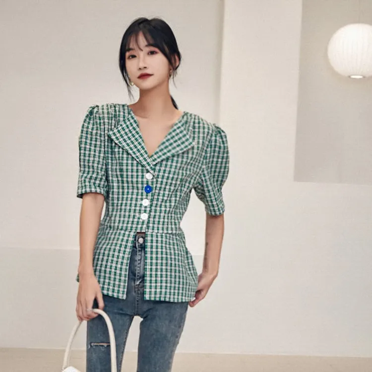 Kimotimo Womens Plaid Button Up Shirts Ins Design Minority Broad Shoulders Puff Sleeve Shirts Tops Summer 2021 Vintage All-match
Kimotimo Womens Plaid Button Up Shirts Ins Design Minority Broad Shoulders Puff Sleeve Shirts Tops Summer 2021 Vintage All-match