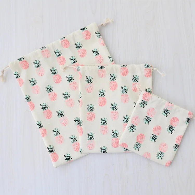 Printed Drawstring Bag Draw pocket Storage Beam Lattice Wave Pattern Farmhouse Style Sack Bags 3pcs/set | Дом и сад