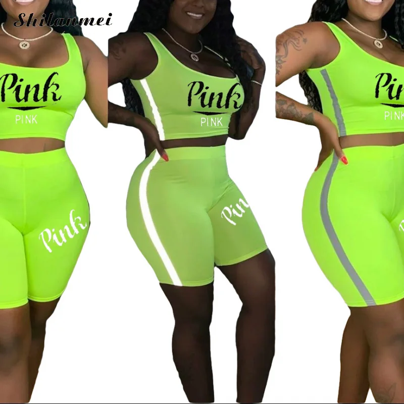 Fluorescent Green Outfits Set Pink Letter Two Piece Set Top Shorts Suit U Neck Sleeveless Bodycon Casual Sexy Women Tracksuit
Fluorescent Green Outfits Set Pink Letter Two Piece Set Top Shorts Suit U Neck Sleeveless Bodycon Casual Sexy Women Tracksuit