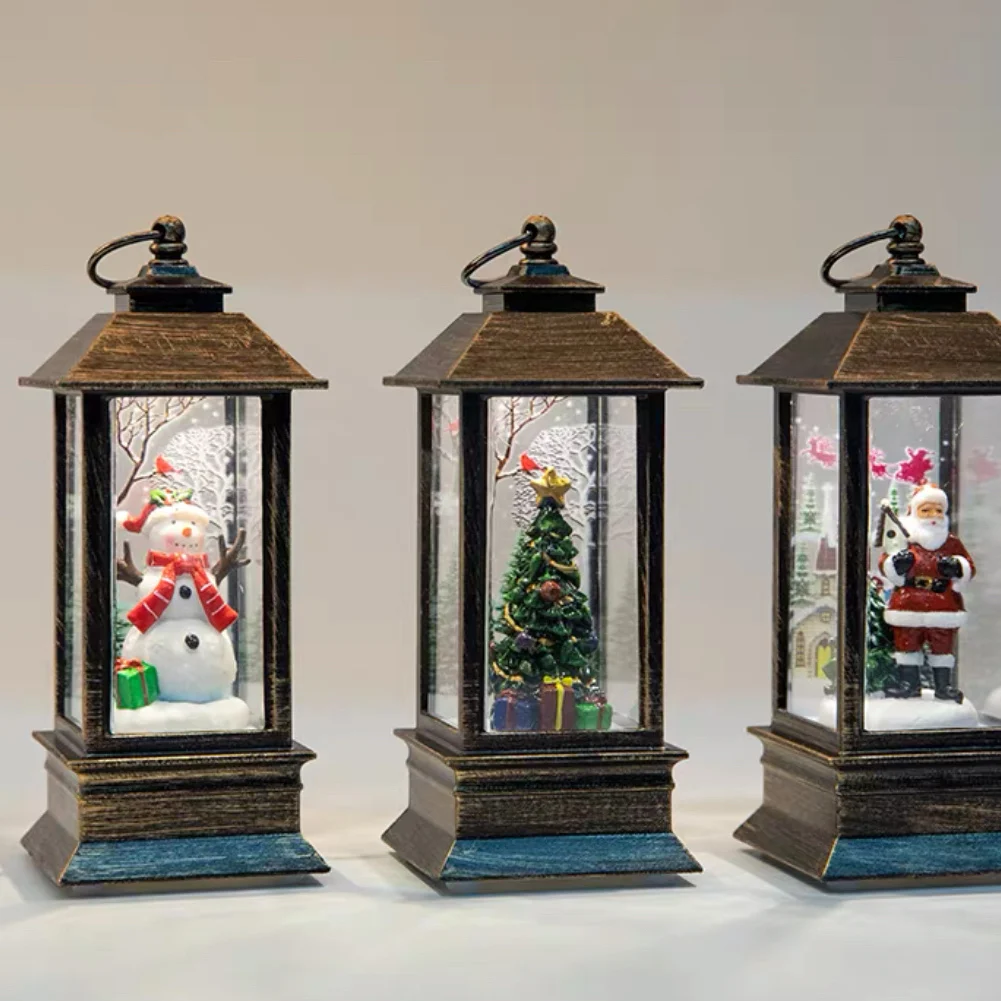 

Рождественский светящийся маленький ветровой фонарь для пожилых людей, настольное украшение, Рождественская елка, масляный подарок