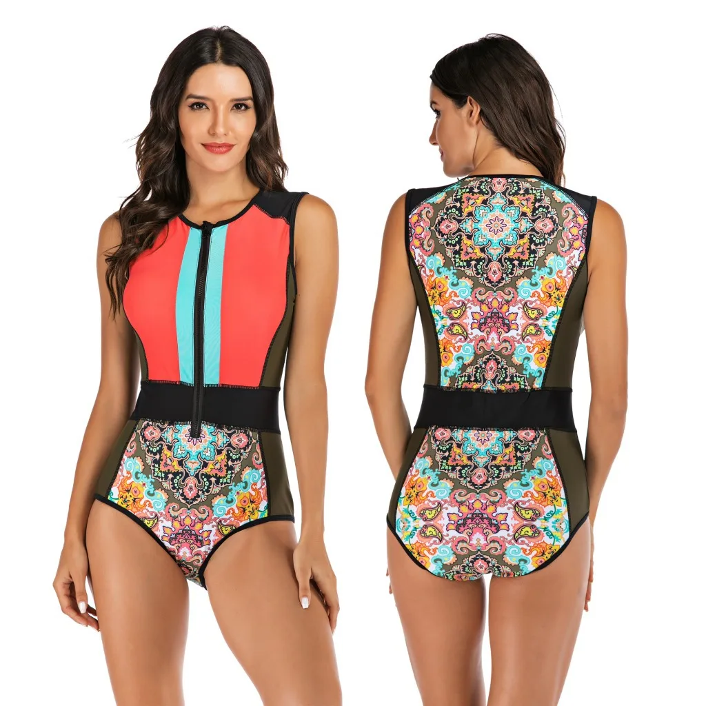 Girls Swimsuit Zipper Front Floral Print Sleeveless One Piece Swimwear Bikini Color Block Bathing Suits Mesh Patchwork Monokinis
Girls Swimsuit Zipper Front Floral Print Sleeveless One Piece Swimwear Bikini Color Block Bathing Suits Mesh Patchwork Monokinis