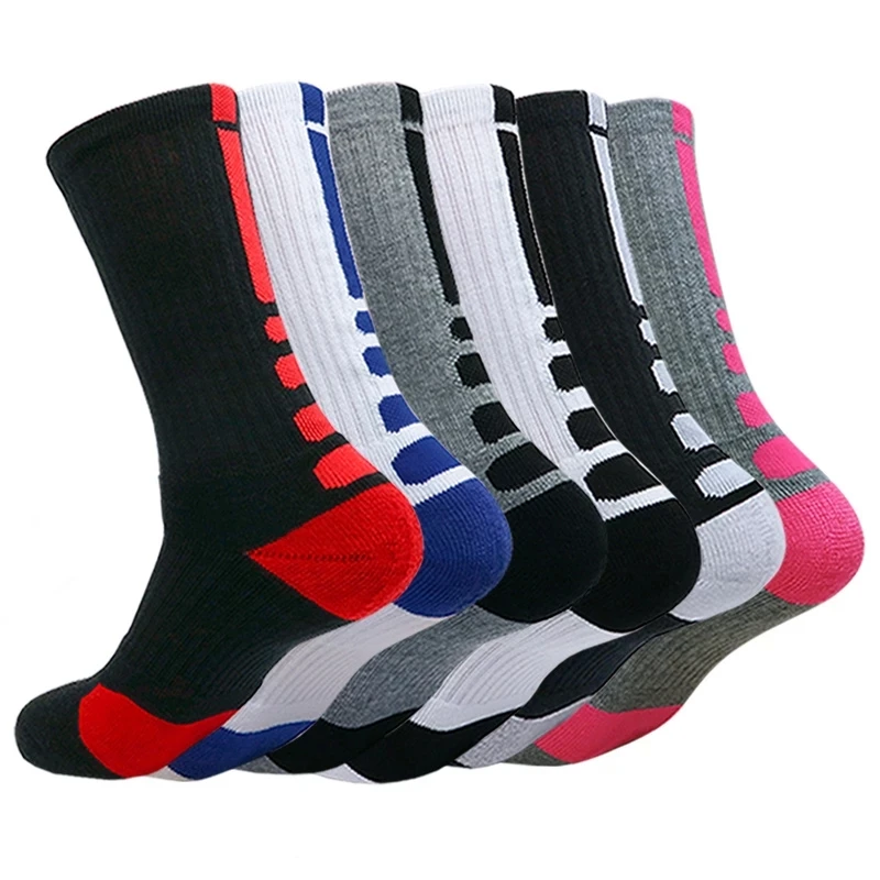 

High Quality Fashion Men's Breathable Basketball Socks Elite Thick Sports Socks Unisex Harajukumen's happy Funny Embroider Socks