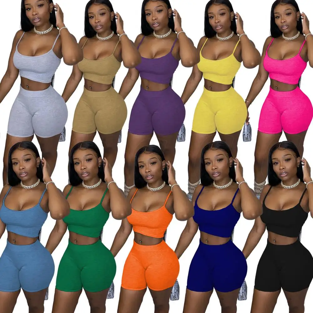 Women Tracksuit Fashion Casual Solid Color Camisole Tops Shorts Two Piece Suit Pants Set Summer Fitness Outfits
Women Tracksuit Fashion Casual Solid Color Camisole Tops Shorts Two Piece Suit Pants Set Summer Fitness Outfits