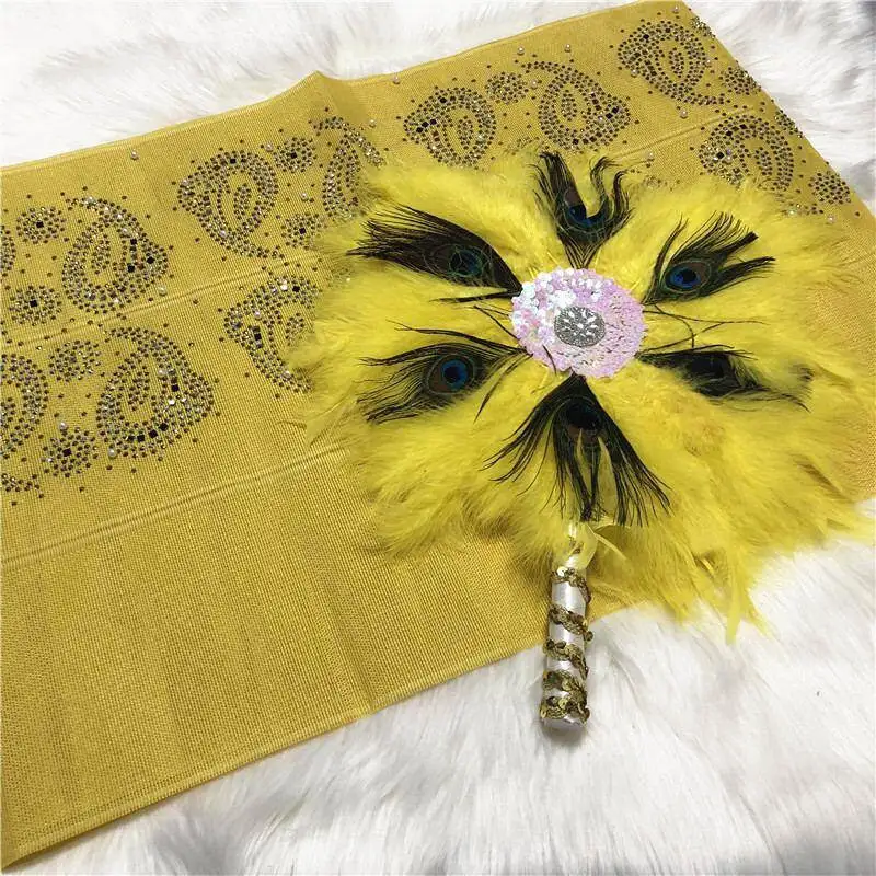 Мода 2019 дизайн handfan перо веер с высоким качеством aso oke головные уборы