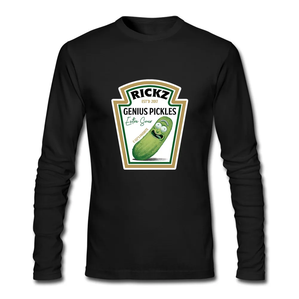Осенние оригинальные дизайнерские футболки Genius Pickle Rick мужские топы с длинными