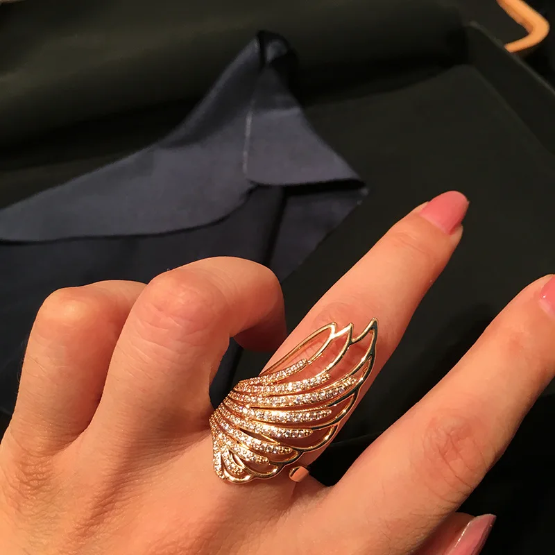 Fashion Angel Wings Ring For Lady 2021 New Luxury Wedding Rings Brand Design Women Open Ring Jewelry