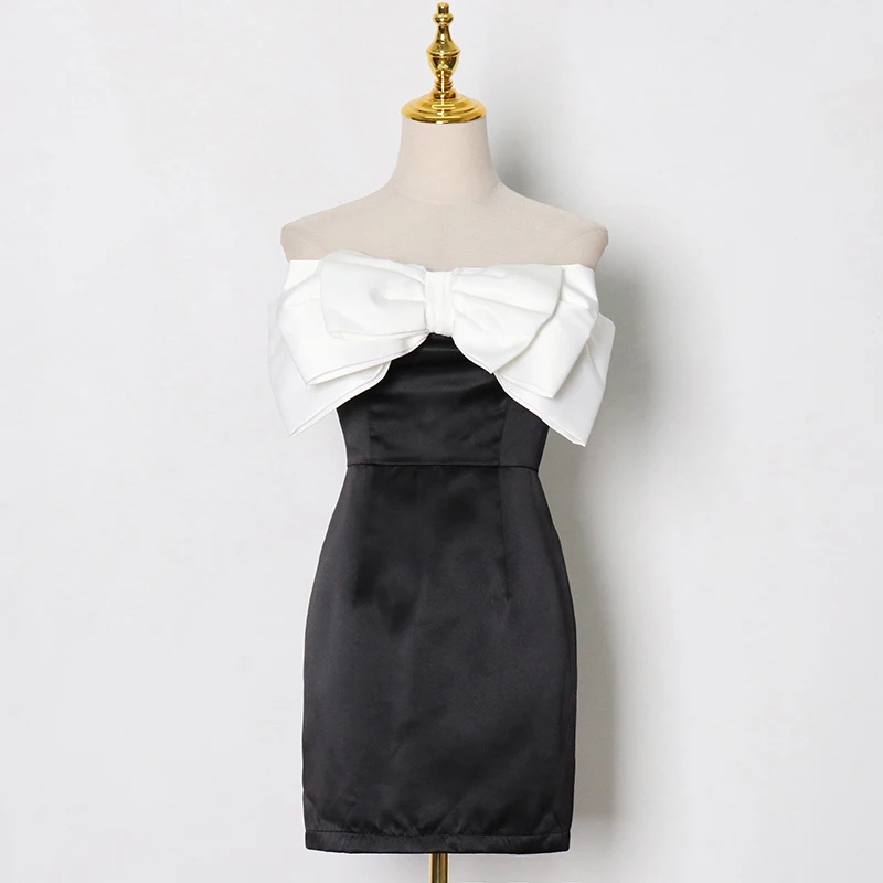 VGH Elegant Hit Color Dress For Women Slash Neck Sleeveless High Waist Bowknot Mini Dresses Female Summer Fashion New 2021
VGH Elegant Hit Color Dress For Women Slash Neck Sleeveless High Waist Bowknot Mini Dresses Female Summer Fashion New 2021
