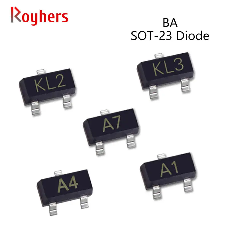 Двойной переключаемый диодный транзистор SMD 50 шт. бав70lt1g бав99 A7W BAT54A KL2 BAT54C KL3 BAT54S KL4