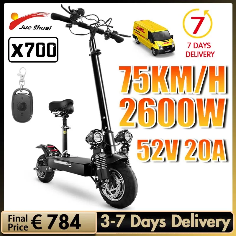 Электрический скутер Jueshuai X700, максимальной скорости 75 км/ч, 2600 Вт, двойной мотор, Электрический скутер 52 в, 20 А, аккумулятор, Электрический ск...
Электрический скутер Jueshuai X700, максимальной скорости 75 км/ч, 2600 Вт, двойной мотор, Электрический скутер 52 в, 20 А, аккумулятор, Электрический ск...