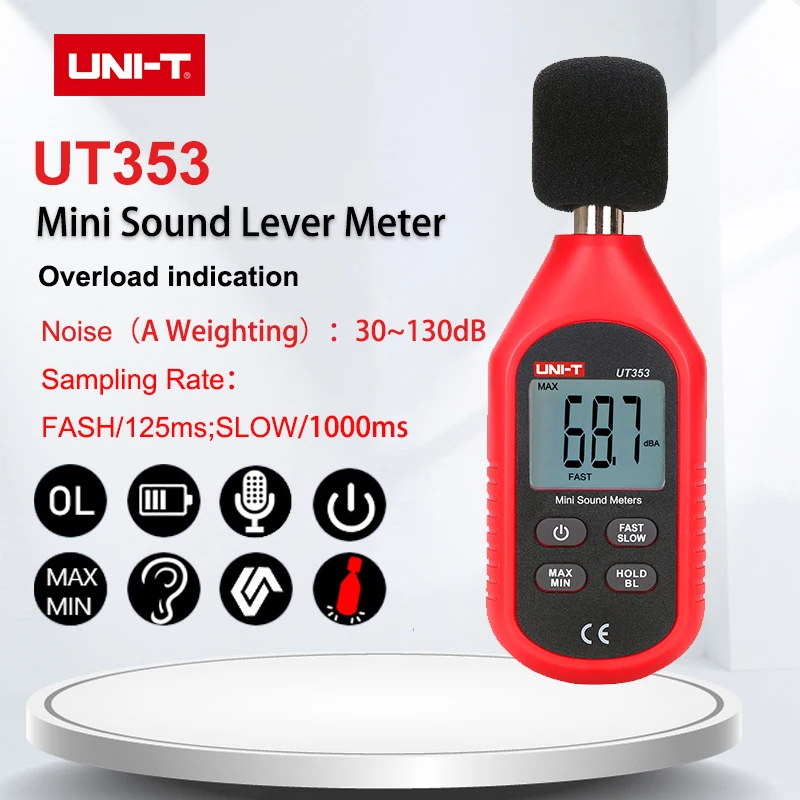 UNI-T UT353 Mini Sound Level Meter Noise Measuring Instrument db Meter 30~130dB Audio Sound Level Meter Decibel Monitor
UNI-T UT353 Mini Sound Level Meter Noise Measuring Instrument db Meter 30~130dB Audio Sound Level Meter Decibel Monitor