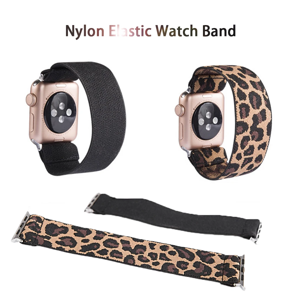 Ремешок для часов с леопардовым принтом нейлоновый эластичный браслет-петля Apple