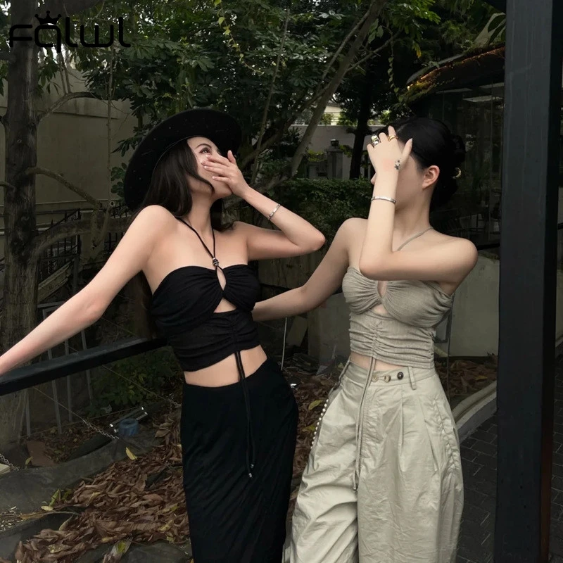 FQLWL Summer Sexy Black Crop Top Women 2021 Solid Halter Hollow Out Backless Tops Drawstring Fashion Bodycon Clubwear T Shirts 
FQLWL Summer Sexy Black Crop Top Women 2021 Solid Halter Hollow Out Backless Tops Drawstring Fashion Bodycon Clubwear T Shirts