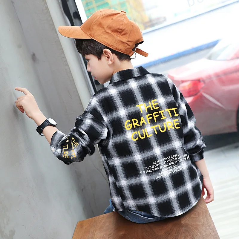 Kids Boys letters printed plaid shirt new spring / autumn big virgin boy shirt 4-12 years old
Kids Boys letters printed plaid shirt new spring / autumn big virgin boy shirt 4-12 years old