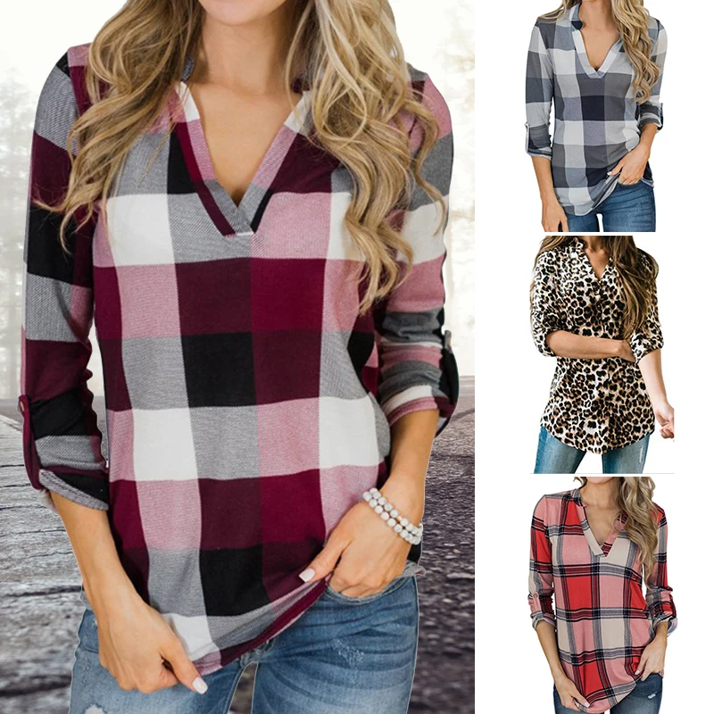 Blusas Mujer De Moda 2021 Women's Plaid Prints Shirt V-neck Long Sleeves T-shirt Classic Fashion Blouses Autumn Spring Supply
Blusas Mujer De Moda 2021 Women's Plaid Prints Shirt V-neck Long Sleeves T-shirt Classic Fashion Blouses Autumn Spring Supply