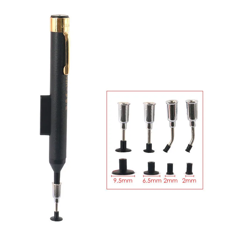 New Anti-satic IC Pick Up Vacuum Sucker Pen + 4 Suction Headers For BGA SMD Work Reballing Aids Vacuum Sucking Pen
New Anti-satic IC Pick Up Vacuum Sucker Pen + 4 Suction Headers For BGA SMD Work Reballing Aids Vacuum Sucking Pen