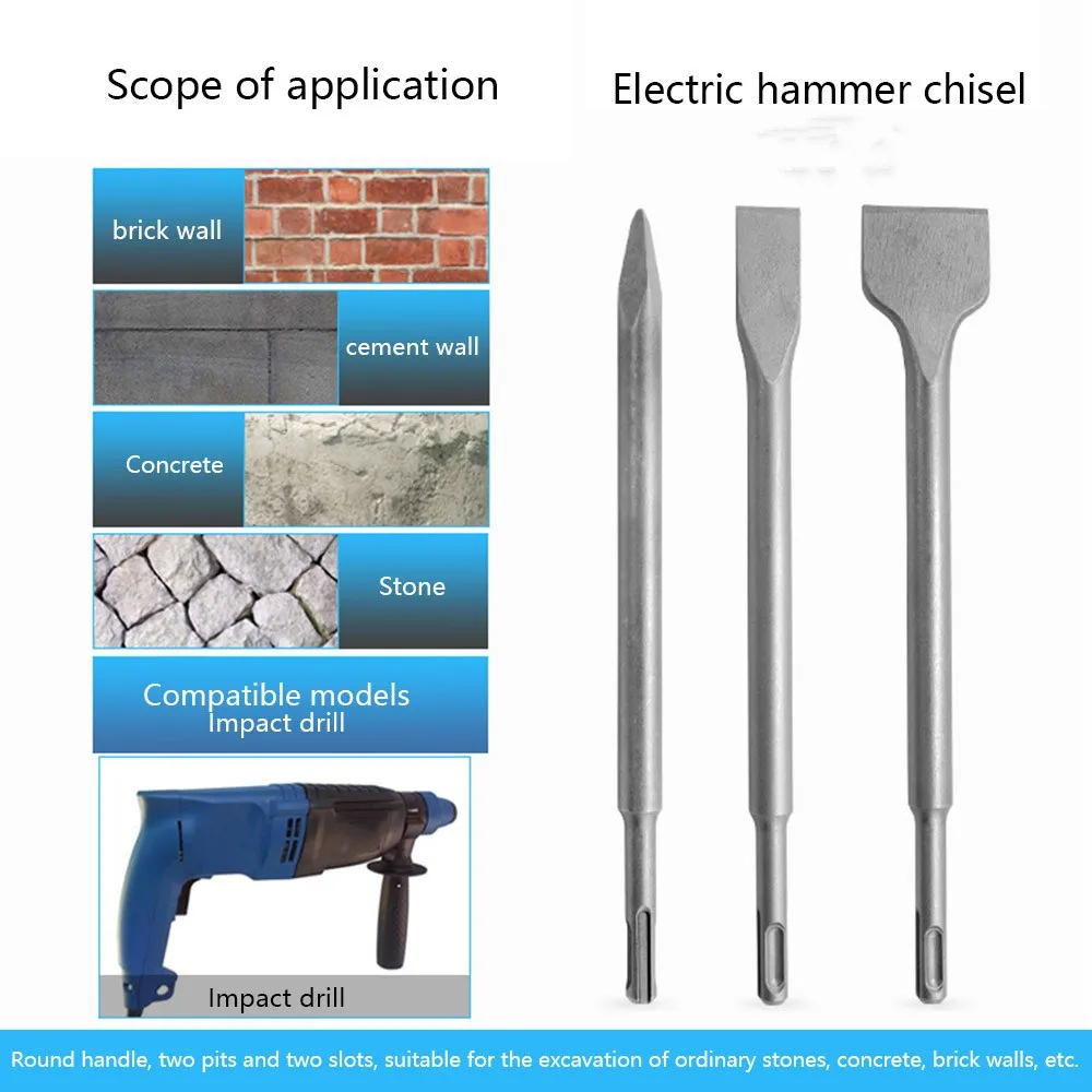 SDS PLUS Chisels Set 250mm Electric Hammer Drill Bit Point Groove Flat Chisel Masonry Tools Set for Woodworking Concrete Wall
SDS PLUS Chisels Set 250mm Electric Hammer Drill Bit Point Groove Flat Chisel Masonry Tools Set for Woodworking Concrete Wall