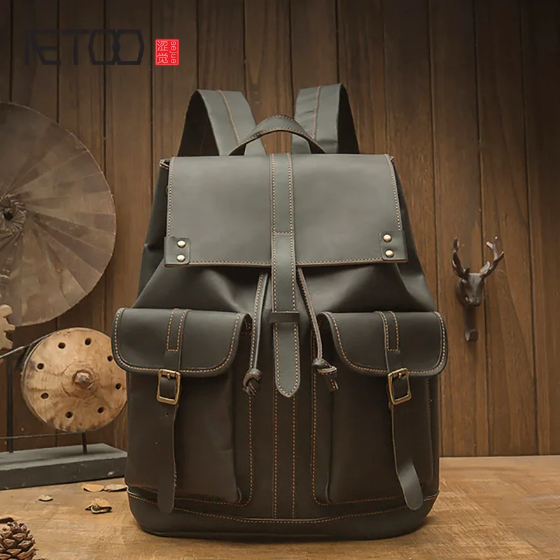 Мужской кожаный рюкзак ручной работы AETOO, Модный повседневный кожаный рюкзак с верхним слоем в стиле ретро
Мужской кожаный рюкзак ручной работы AETOO, Модный повседневный кожаный рюкзак с верхним слоем в стиле ретро