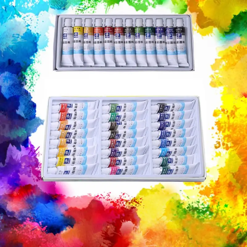12ml 12/24 Colors Professional Paint Tubes Drawing Painting Watercolor Pigment X3UE | Канцтовары для офиса и дома